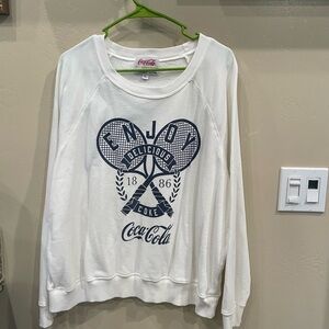Coca Cola White and Blue V-Neck Sweater
